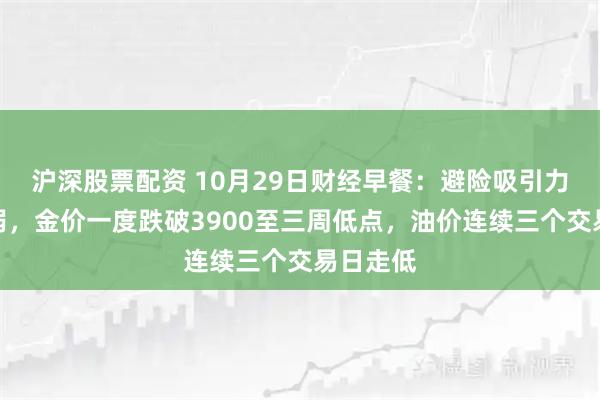沪深股票配资 10月29日财经早餐：避险吸引力大幅削弱，金价一度跌破3900至三周低点，油价连续三个交易日走低